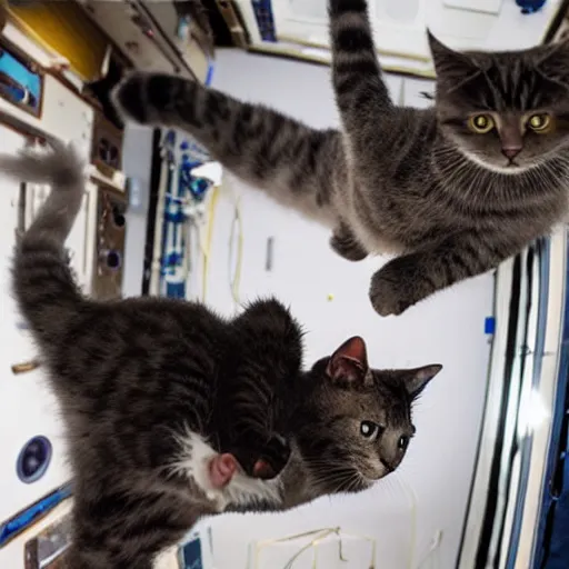 Image similar to Photo of cats floating inside the ISS