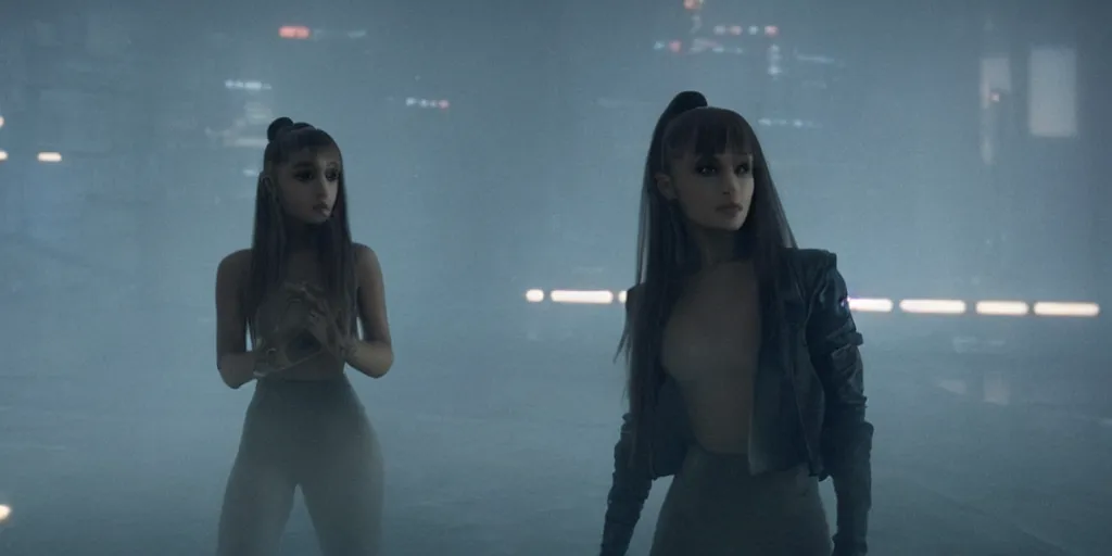 Prompt: ariana grande, blade runner 2 0 4 9 ( 2 0 1 7 ) movie still frame