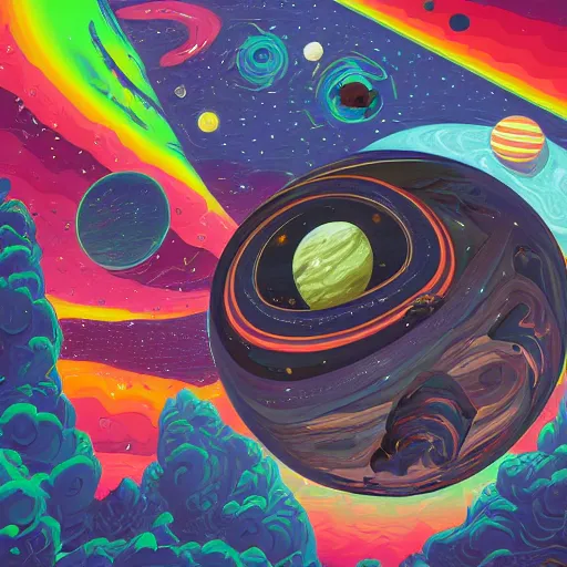 Image similar to space landscape, illustration painting, oil on canvas, intricate, portrait, detailed illustration, hd, digital art, overdetailed art, concept art, complementing colors, detailed, illustration painting by alex gray, digital art, overdetailed art, concept art, complementing colors rendered by beeple, syd meade, cgsociety