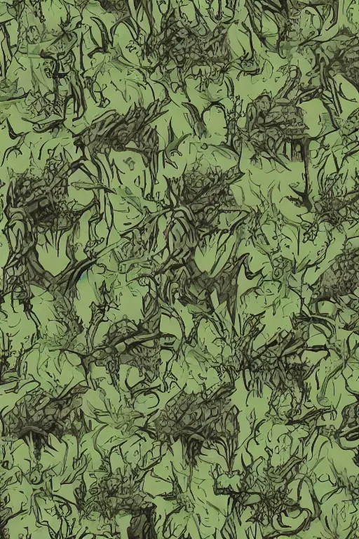 Image similar to goblincore forest pattern,