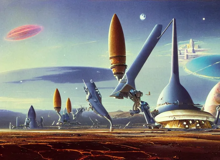 Image similar to a spaceport in an empty landscape by bruce pennington