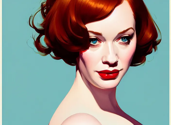 Image similar to portrait shot of christina hendricks by syd mead. intricate, elegant, highly detailed, centered, digital painting, artstation, concept art, smooth, sharp focus, illustration, artgerm, syd mead