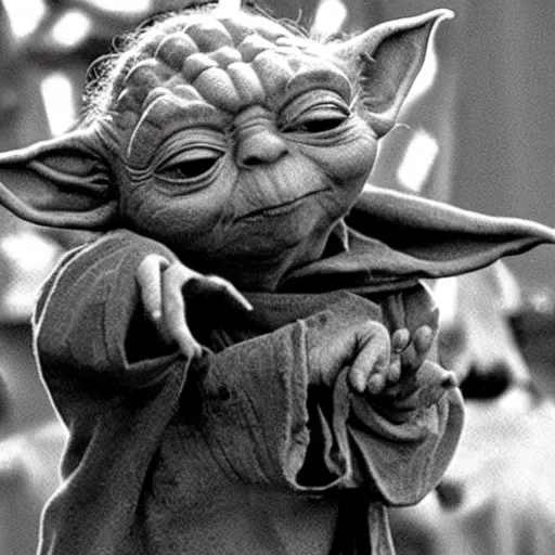 Image similar to yoda performing at woodstock