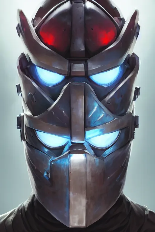 Image similar to epic mask helmet robot ninja portrait stylized as fornite style game design fanart by concept artist gervasio canda, behance hd by jesper ejsing, by rhads, makoto shinkai and lois van baarle, ilya kuvshinov, rossdraws global illumination radiating a glowing aura global illumination ray tracing hdr render in unreal engine 5