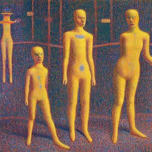 Prompt: cyborgs by georges seurat