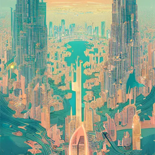 Image similar to gta : dubai, by victo ngai