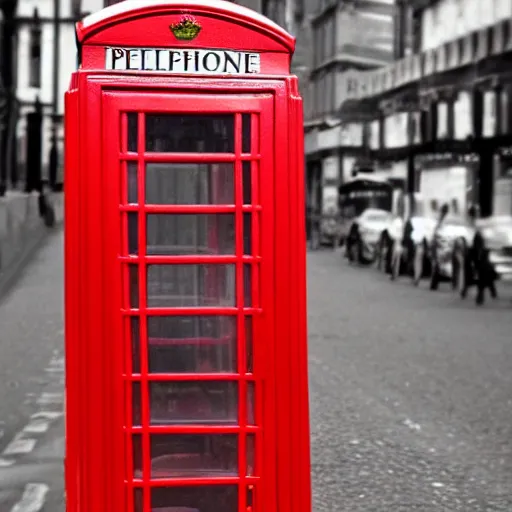 Prompt: bottle of perfume in the shape of london's phone booth