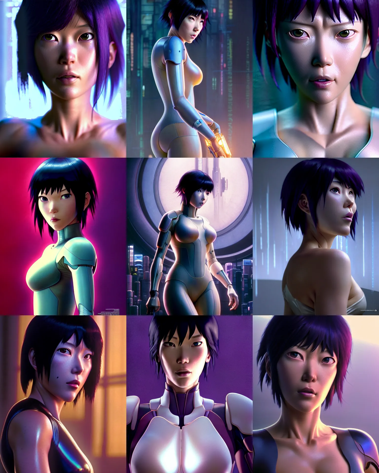 Prompt: weta disney pixar movie still portrait photo of motoko kusanagi ghost in the shell : : as woman by pixar : : by weta, greg rutkowski, wlop, ilya kuvshinov, rossdraws, artgerm, marvel, maxim cover, latex, octane render, sweaty, iridescent, bright morning, anime, liosh, mucha : :