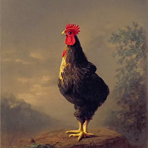 Prompt: a chicken in a military costume by sophie anderson