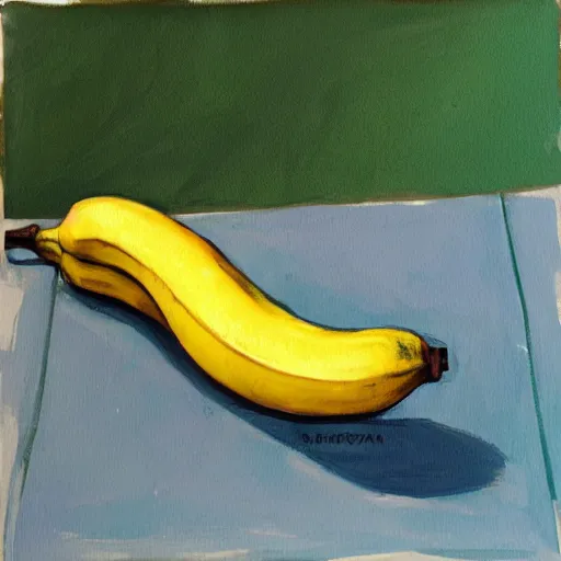 Image similar to banana sunbathing, painting