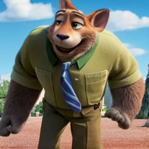 Prompt: still from the movie Zootopia depicting Walter White as an anthropomorphic animal character