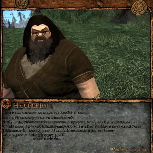 Prompt: ps 1 hagrid aggressive skyrim npc