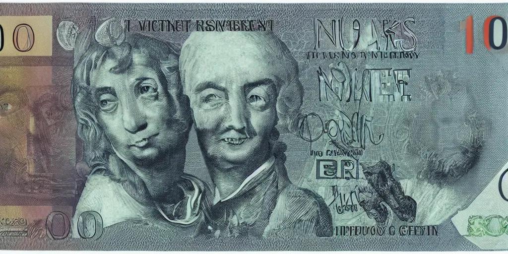 Image similar to 1 0 0 euro note but alien