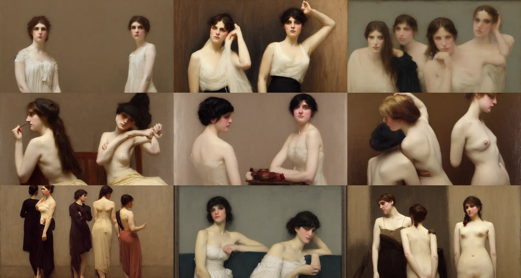 Prompt: very pale women by jules joseph lefebvre and michael carson