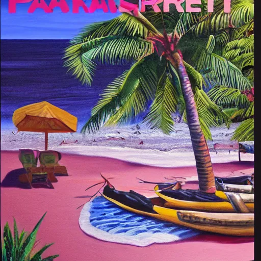 Image similar to photo of paradise Island frontpage paper magazine oil painting