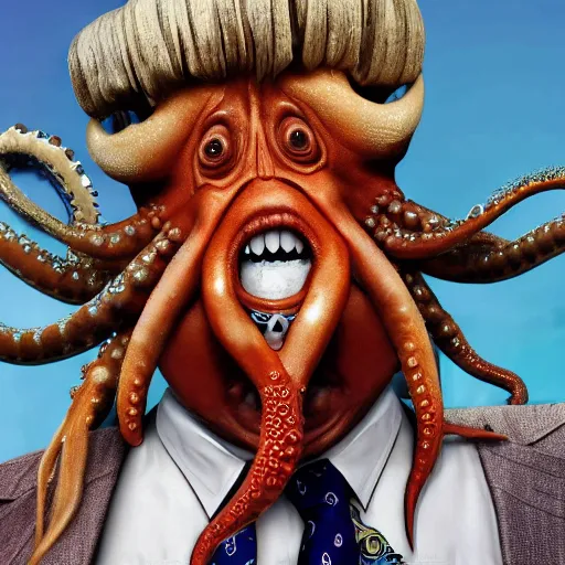 Prompt: Donald Trump as Davy Jones with tentacle beard