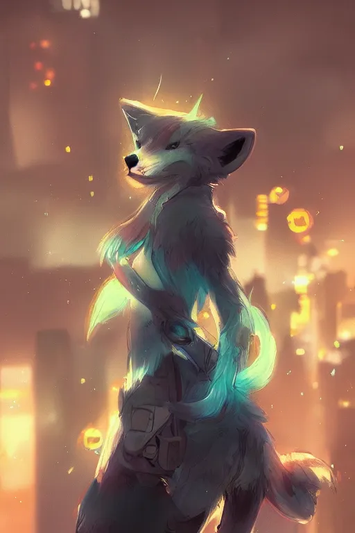 Image similar to a fox fursona, trending on artstation, by kawacy, furry art, digital art, cyberpunk, high quality, backlighting