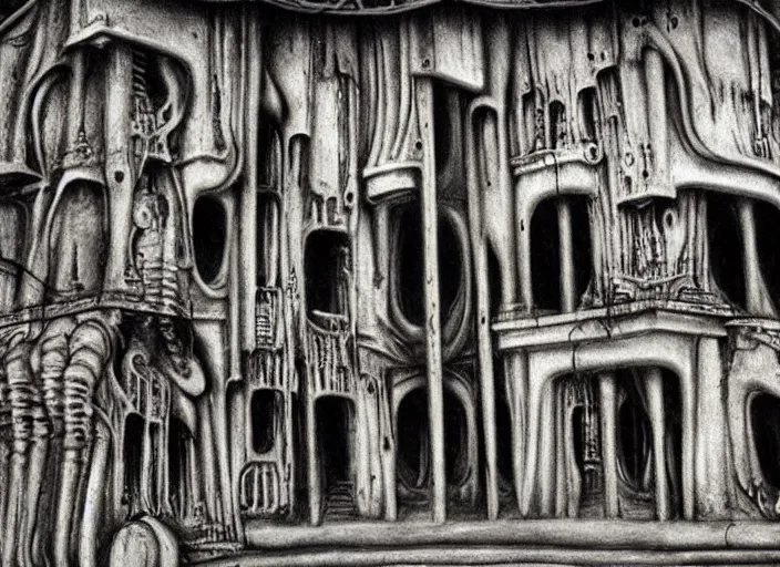 Prompt: hr giger house