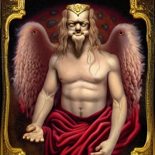 Prompt: Zeus painting by Mark Ryden and Todd Schorr highly detailed