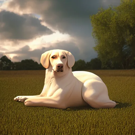 Prompt: portrait of a dog floating in the sky, 8k, 3D render, trending on artstation