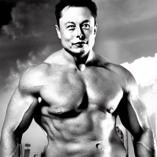 Image similar to elon musk as a muscular bodybuilder