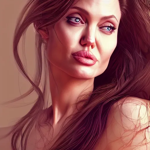 Prompt: portait 2 5 years old angelina jolie centred, very long hair, hd, hyperdetailed illustration by irakli nadar, intricate linework, bright colors, octopath traveler, final fantasy, unreal engine 5 highly rendered, global illumination, radiant light