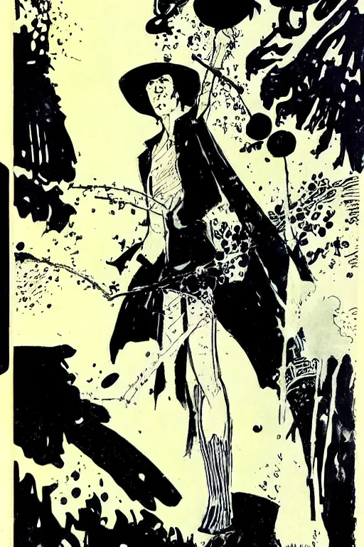 Image similar to sandman comic book, illustration, art by hugo pratt, corto maltese art style