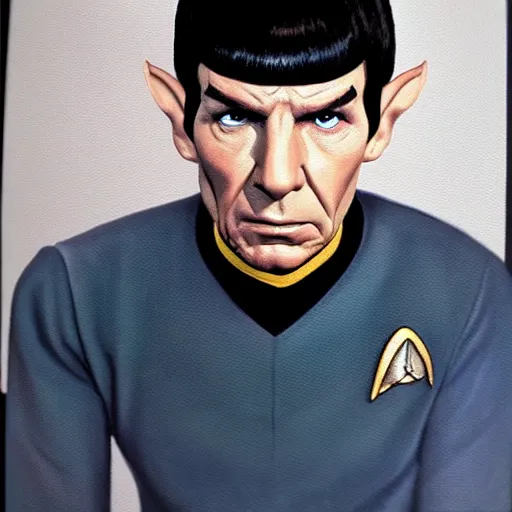 Prompt: mr spock from star trek the original series. realistic concept art painting,