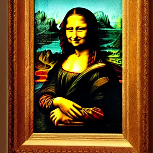 Prompt: a painting of the Mona Lisa as a monkey