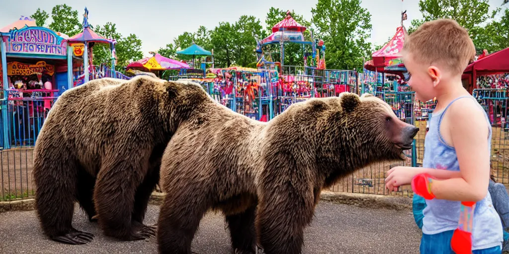 Image similar to fair rides petting zoo grizzly focus photography