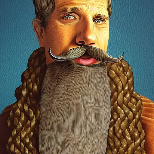 Prompt: Man with a curly moustache made out of snakes