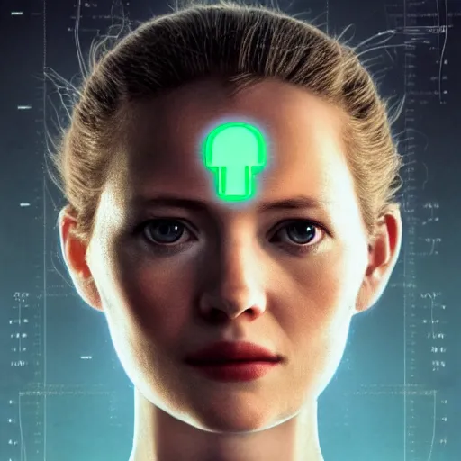 Prompt: portrait of female android, from a christopher nolan movie