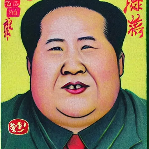 Image similar to mao zaedong in the style of alfred e neumann from mad magazine