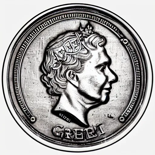 Prompt: Gregor Giesi Face stamped on a coin. 4K ultrahd. Artstation.