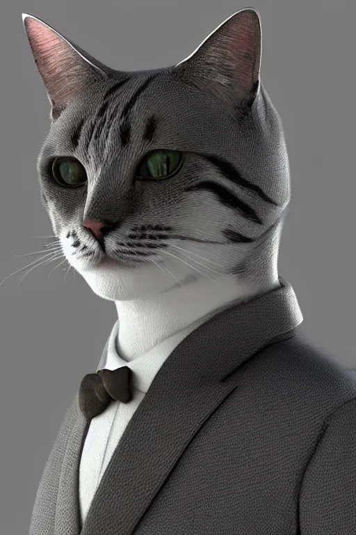 Prompt: a cat wearing a formal overcoat, portait photo profile picture, hyperrealistic concept art, octane render, unreal engine 5, digital art hi