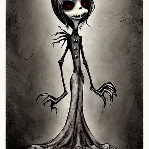 Prompt: grunge cartoon drawing of a cute dog by - michael karcz , in the style of corpse bride, loony toons style, horror themed, detailed, elegant, intricate