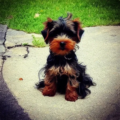 Prompt: “curly hair black and brown Yorky”