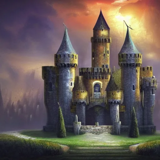 Prompt: wallpaper of a great castle, fantasy