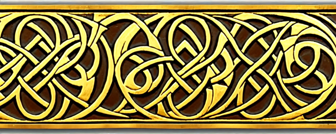 Prompt: ornate bold high - relief deep carving of infinity symbols on a gold panel, art deco