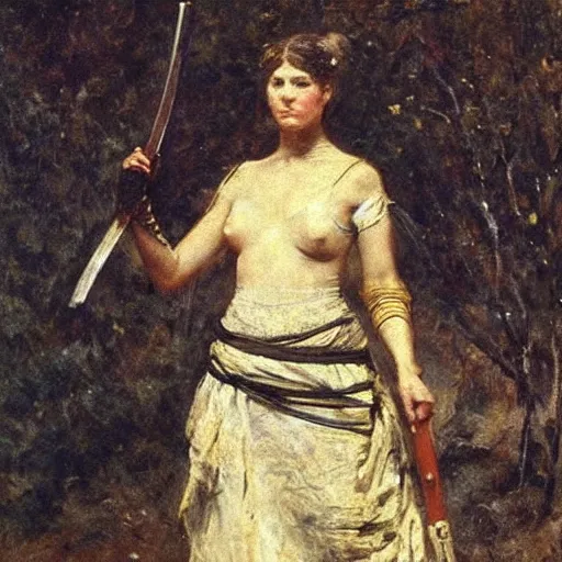 Image similar to female warrior by alfred stevens