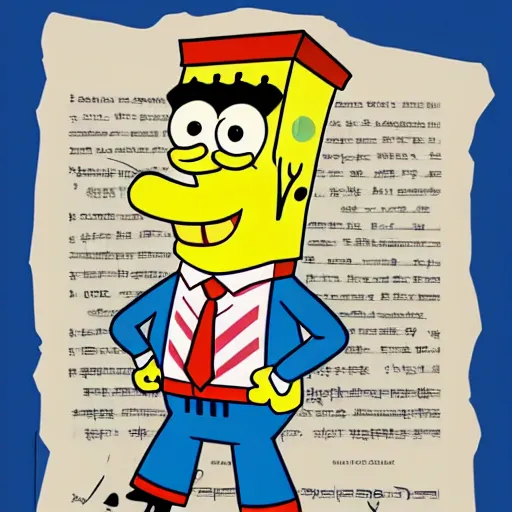 Image similar to spongebob as the president of the united states, 8 k