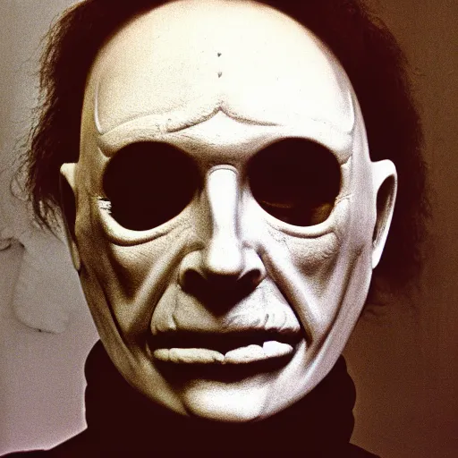 Image similar to creepy photo of michael myers by Hans Bellmer, trending on arstation, creepypasta