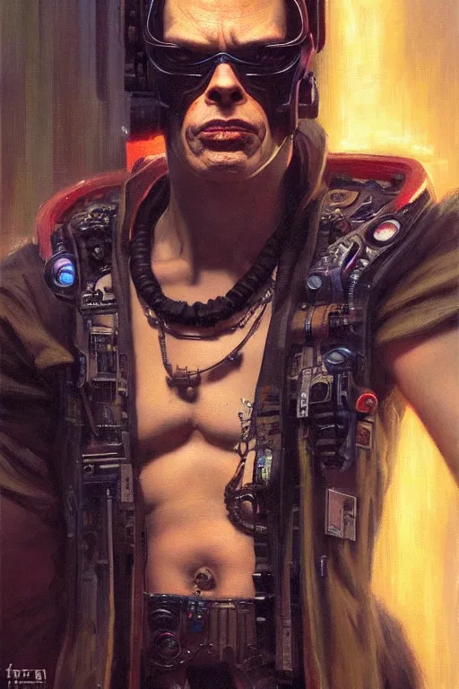 Image similar to cyberpunk steve buscemi, character design, painting by gaston bussiere, katsuya terada, frank frazetta, tom of finland, trending on artstation