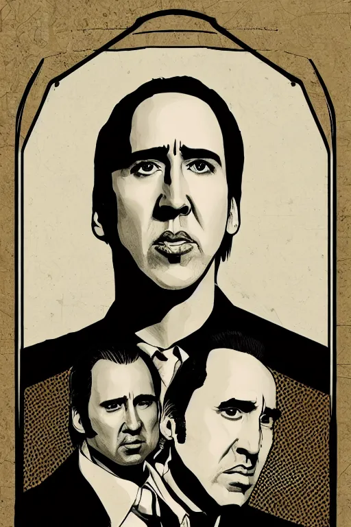 Image similar to Portrait of Nicholas Cage in Nishikie style