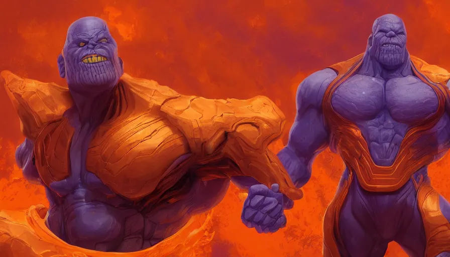 Image similar to Digital painting of orange Thanos, hyperdetailed, artstation, cgsociety, 8k