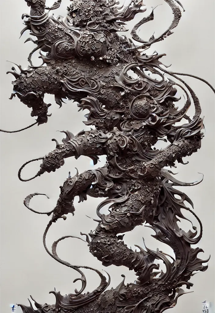 Image similar to subsurface scattering, white, koi, samurai deity with 4 arms, filigree, by jesper ejsing, james jean, justin gerard, tomasz alen kopera, cgsociety and fenghua zhong, highly detailed, rim light, cinematic lighting, illustration, art, octane render, very coherent, cinematic, hyper realism, high detail, 8 k