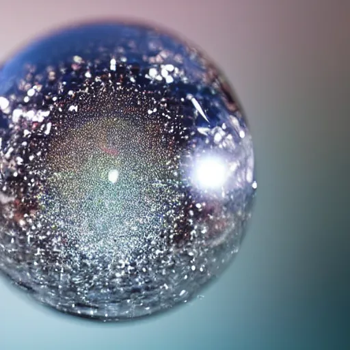 Prompt: macro of magic osasis inside shining crystal sphere