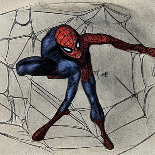 Prompt: 16th century sketch of spider-man