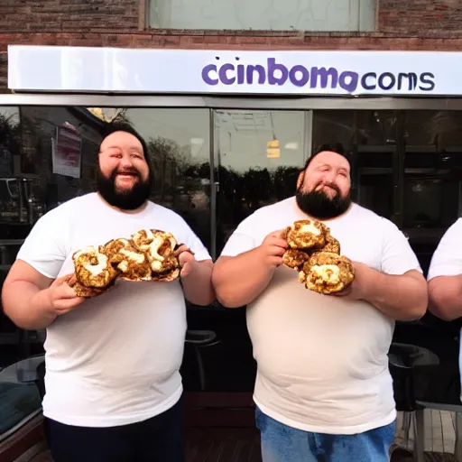 Image similar to fat guys eating cinnabons