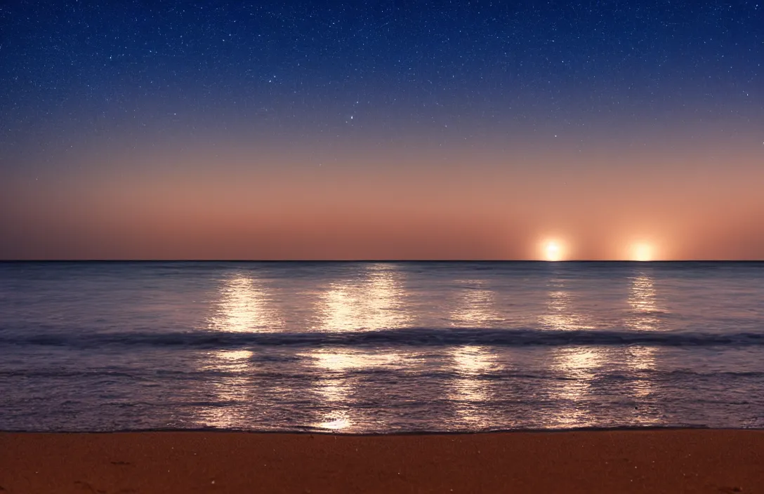 Image similar to sea, beach, at night